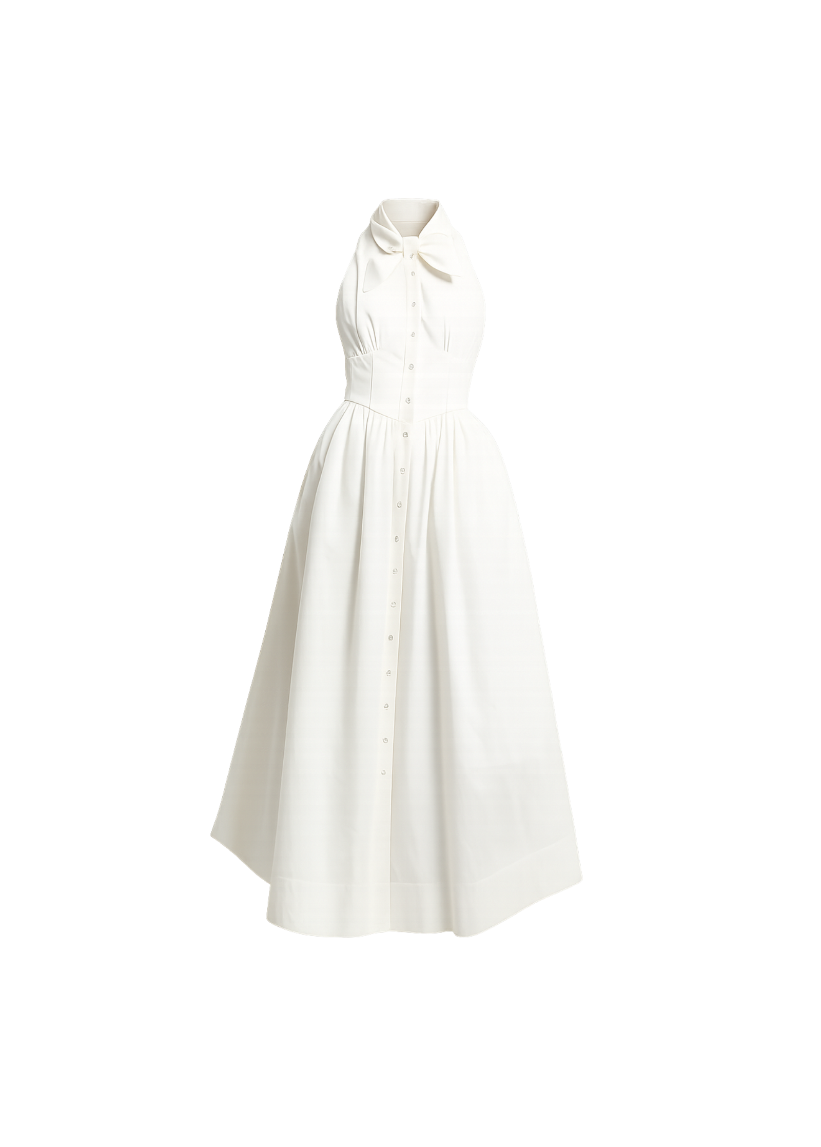 Cotton Poplin Tie Neck Dress