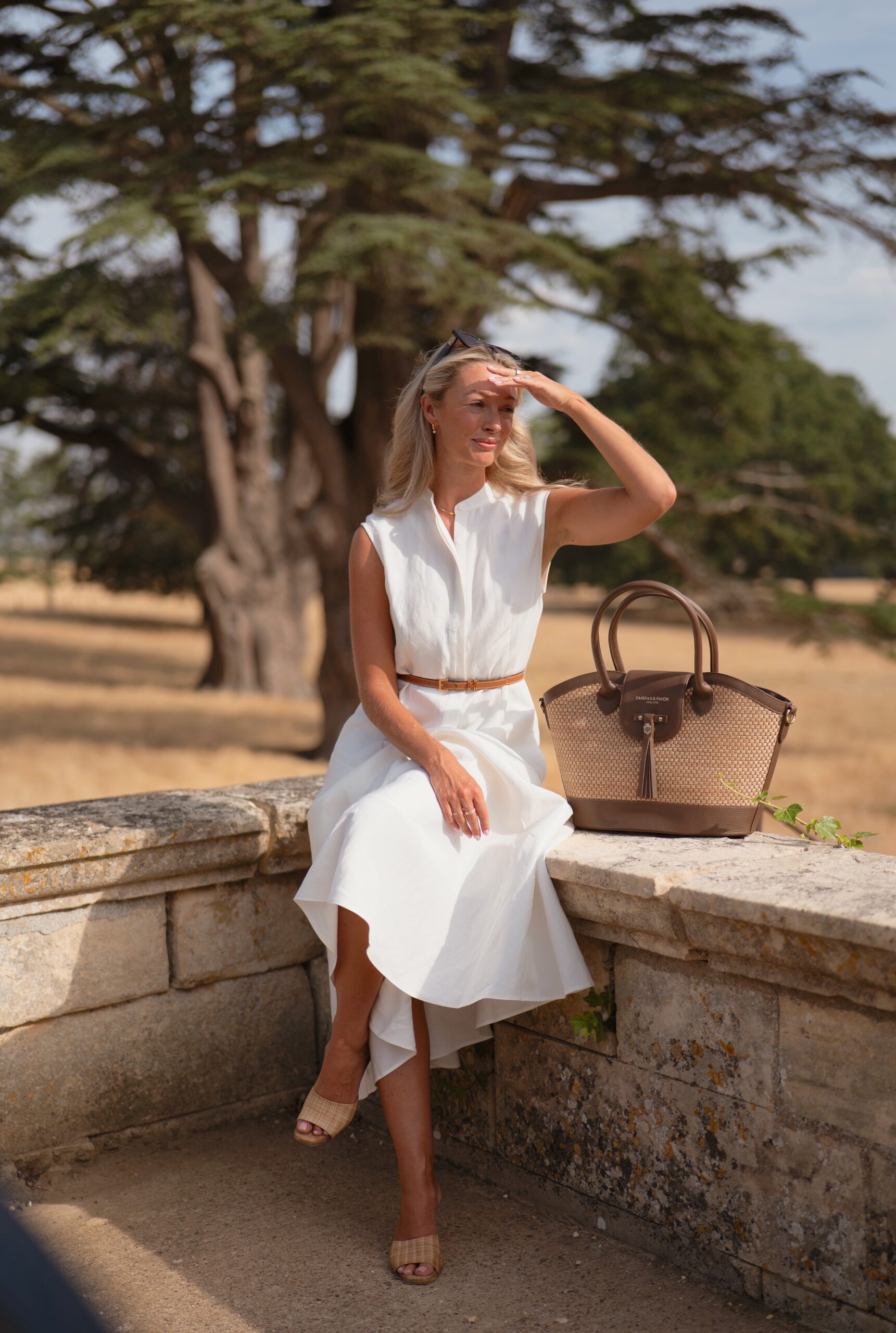 White Boden Midi Dress Outfit